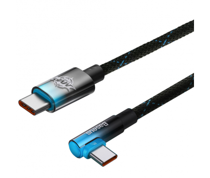 Cablu Date si Incarcare USB Type-C la USB Type-C Baseus MVP 2, 2 m, Forma L, 100W, Albastru Negru CAVP000721 
