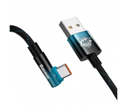 Cablu Date si Incarcare USB la USB Type-C Baseus MVP 2, 2 m, Forma L, 100W, Albastru Negru CAVP000521