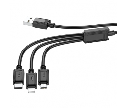 Cablu Incarcare USB-A - Lightning / microUSB / USB-C HOCO X74, 18W, 1m, Negru