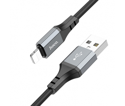 Cablu Date si Incarcare USB la Lightning HOCO X86 Silicone, 1 m, 2.4A, Negru 