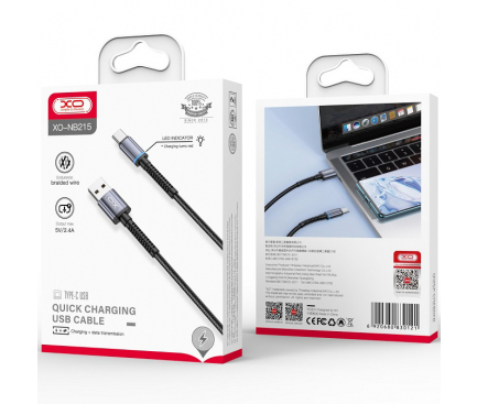 Cablu Date si Incarcare USB-A - USB-C XO Design XO-NB215, 18W, 1m, Negru