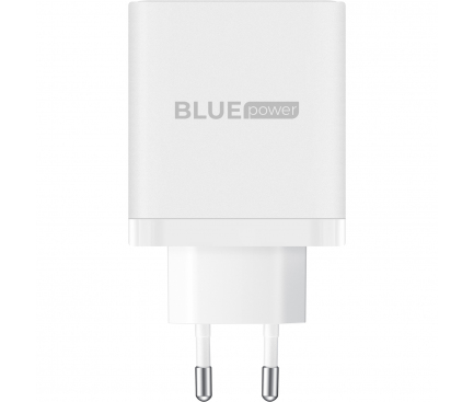 Incarcator Retea cu Cablu USB-C BLUE Power BPCE04, 65W, 3.25A, 1 x USB-A - 2 x USB-C, Alb