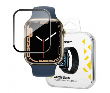 Folie Protectie WZK pentru Apple Watch 45mm Series, Sticla Flexibila, Neagra
