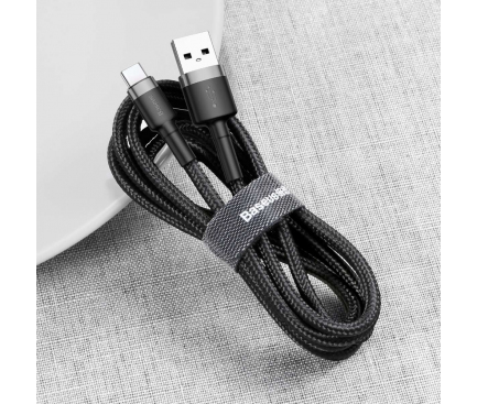 Cablu Date si Incarcare USB-A - USB-C Baseus Cafule, 18W, 0.5m, Negru CATKLF-AG1
