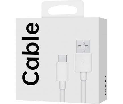 Cablu Date si Incarcare USB-A - USB-C Oppo DL143, 20W, 1m, Alb