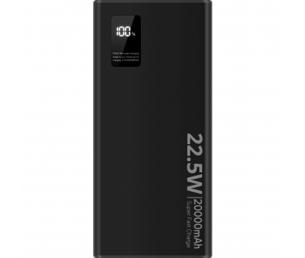 Baterie Externa SiGN, 20000mAh, 22.5W, QC + PD, 2 x USB-A - 1 x USB-C, Neagra SNPB-PD20BL