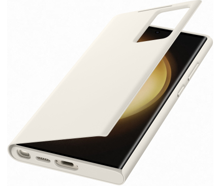 Husa pentru Samsung Galaxy S23 Ultra S918, S-View Wallet, Crem EF-ZS918CUEGWW