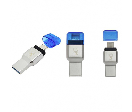 Cititor Card USB - USB-C Kingston MobileLite DUO 3C, microSD, Argintiu KIN-READ-FCR-ML3C