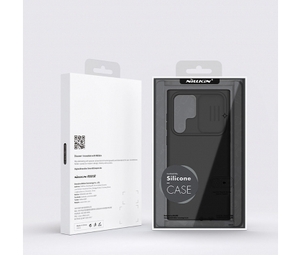 Husa TPU Nillkin CamShield Silky pentru Samsung Galaxy S22 Ultra 5G S908, Cu protectie camera, Neagra 