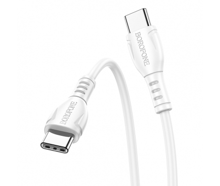 Cablu Date si Incarcare USB-C - USB-C Borofone BX51 Triumph, 60W, 1m, Alb