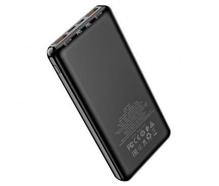 Baterie Externa Borofone BJ15 Wiseacre, 10000mAh, 22.5W, QC + PD, 2 x USB-A - 1 x USB-C, Neagra