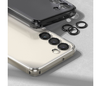 Rama protectie Camera spate Ringke pentru Samsung Galaxy S23+ S916 / S23 S911, Sticla securizata, Full Glue, Set 3 bucati, Neagra