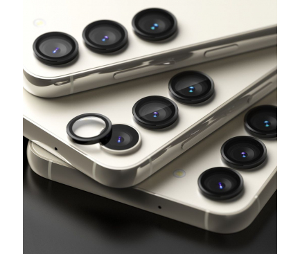 Rama protectie Camera spate Ringke pentru Samsung Galaxy S23+ S916 / S23 S911, Sticla securizata, Full Glue, Set 3 bucati, Neagra