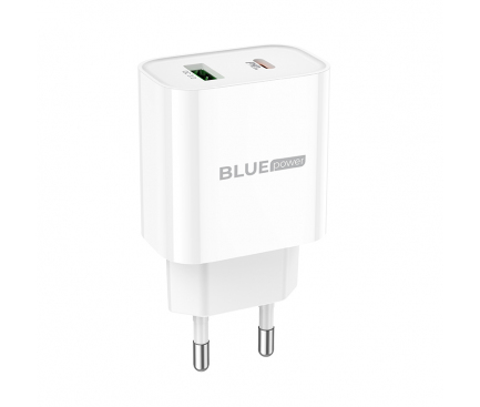 Incarcator Retea BLUE Power BC80A, 20W, 3A, 1 x USB-A - 1 x USB-C, Alb