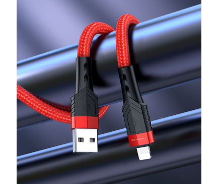 Cablu Date si Incarcare USB-A - Lightning Borofone BU35 Influence, 18W, 1.2m, Rosu