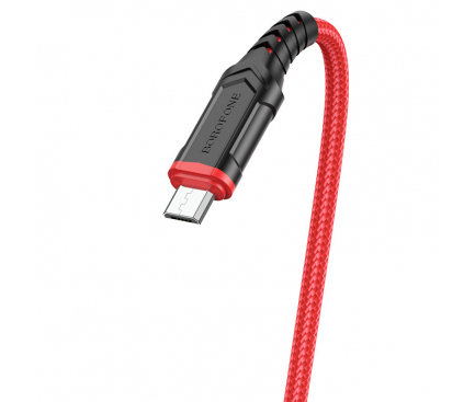 Cablu Date si Incarcare USB-A - microUSB Borofone BX67, 18W, 1m, Rosu