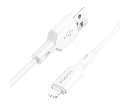 Cablu Date si Incarcare USB-A - Lightning Borofone BX70, 18W, 1m, Alb