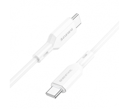 Cablu Date si Incarcare USB-C - USB-C Borofone BX70, 60W, 1m, Alb