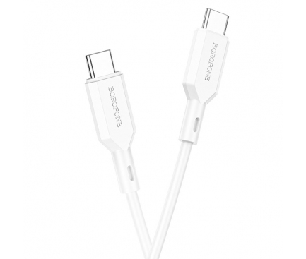 Cablu Date si Incarcare USB-C - USB-C Borofone BX70, 60W, 1m, Alb