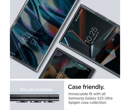 Folie de protectie Ecran Spigen pentru Samsung Galaxy S23 Ultra S918, Plastic, Set 2 bucati AFL05943