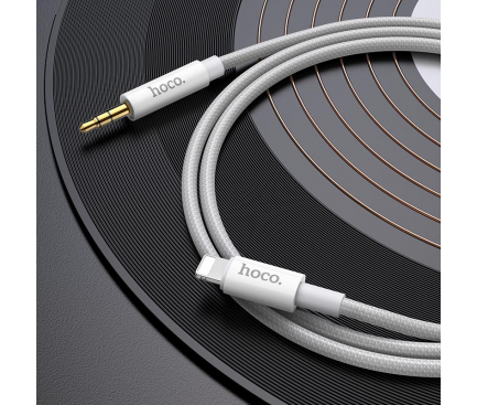 Cablu Audio 3.5mm - Lightning HOCO UPA19, 1m, Argintiu