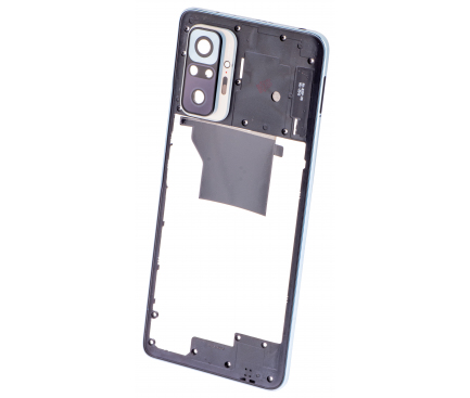 Carcasa Mijloc - Geam Camera Spate Xiaomi Redmi Note 10 Pro, Albastra (Galactic Blue)