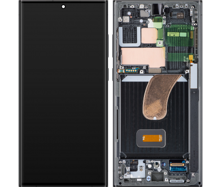 Display cu Touchscreen Samsung Galaxy S23 Ultra S918, cu Rama, Negru (Phantom Black), Service Pack GH82-30466A