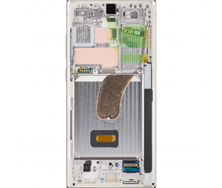 Display cu Touchscreen Samsung Galaxy S23 Ultra S918, cu Rama, Alb (Cream), Service Pack GH82-30466B