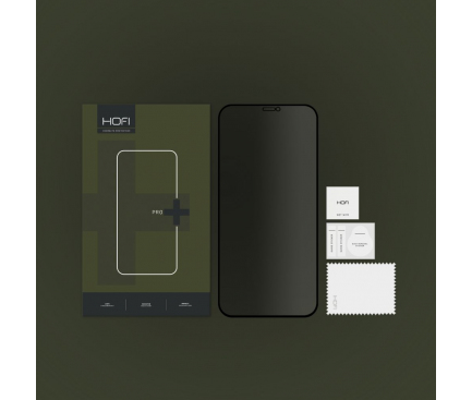 Folie de protectie Ecran Privacy HOFI PRO+ pentru Apple iPhone 12 / 12 Pro, Sticla securizata, Full Glue