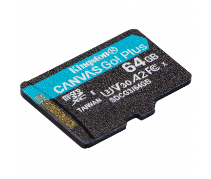 Card Memorie microSDXC Kingston Canvas Go Plus, 64Gb, Clasa 10 / UHS-1 U3 SDCG3/64GBSP 