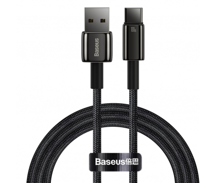 Cablu Date si Incarcare USB-A - USB-C Baseus Tungsten, 100W, 1m, Negru CAWJ000001 