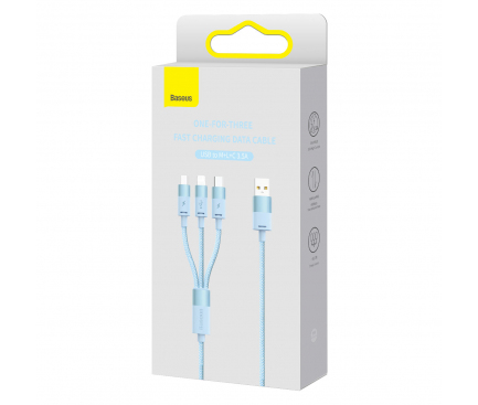 Cablu Incarcare USB-A - Lightning / microUSB / USB-C Baseus StarSpeed, 18W, 1.2m, Albastru 