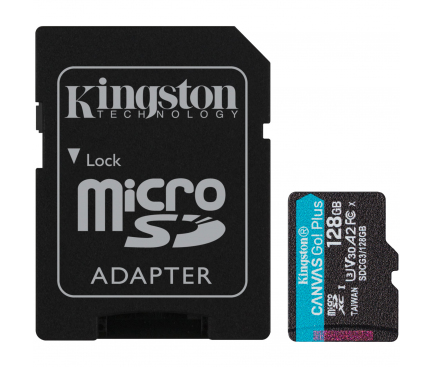 Card Memorie microSDXC Kingston Canvas Go Plus, 128Gb, Clasa 10 / UHS-1 U3, Cu Adaptor SDCG3/128GB 
