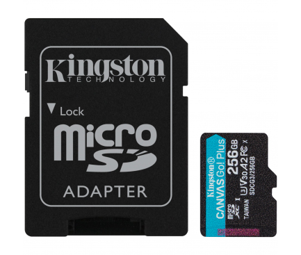 Card Memorie microSDXC Kingston Canvas Go Plus, 256Gb, Clasa 10 / UHS-1 U3, Cu Adaptor SDCG3/256GB 