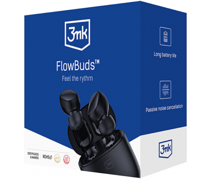 Handsfree Bluetooth 3MK FlowBuds, TWS, Negru 