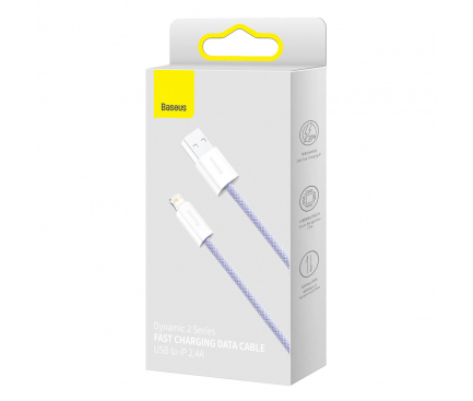 Cablu Date si Incarcare USB-A - Lightning Baseus Dynamic 2 Series, 20W, 2m, Mov CALD040105 