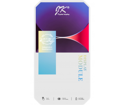 Display cu Touchscreen JK pentru Apple iPhone 14 Plus, cu Rama, Versiune LCD In-Cell, Negru 