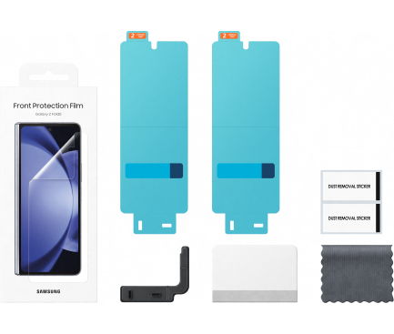 Folie de protectie Ecran Samsung pentru Galaxy Z Fold5 F946, Plastic, Set 2 bucati, Ecran Exterior EF-UF946CTEGWW