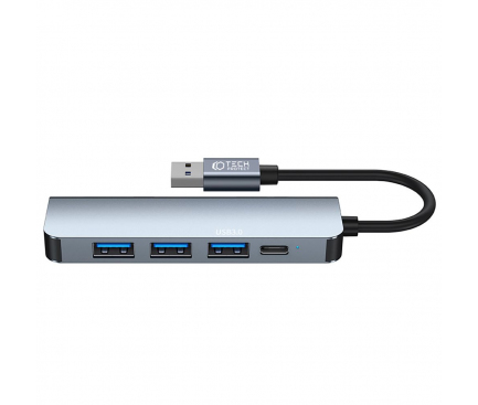 Hub USB Tech-Protect V0, 3 x USB-A 3.0 - 1 x USB-A - 1 x USB-C, Gri
