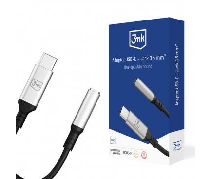 Adaptor Audio USB-C - 3.5mm 3MK, Argintiu 