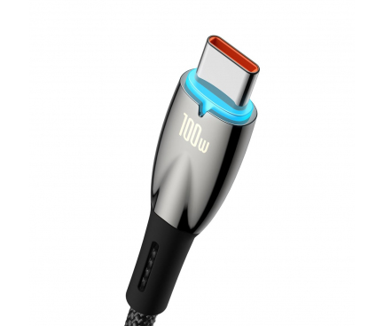 Cablu Date si Incarcare USB-A - USB-C Baseus Glimmer Series, 100W, 2m, Negru CADH000501 