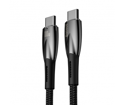 Cablu Date si Incarcare USB-C - USB-C Baseus Glimmer Series, 100W, 1m, Negru CADH000701 