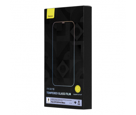 Folie de protectie Ecran Privacy Baseus pentru Apple iPhone 12 Pro Max, Sticla Securizata, Full Glue, Cu Rama Ajutatoare SGKN050502 