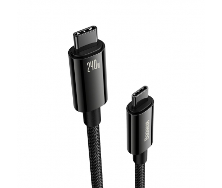 Cablu Date si Incarcare USB-C - USB-C Baseus Tungsten Gold, 240W, 3m, Negru CAWJ040201