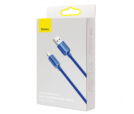 Cablu Date si Incarcare USB-A - Lightning Baseus Crystal Shine Series, 18W, 1.2m, Albastru CAJY000003 