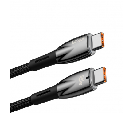 Cablu Date si Incarcare USB-C - USB-C Baseus Glimmer Series, 100W, 2m, Negru CAJY000503 