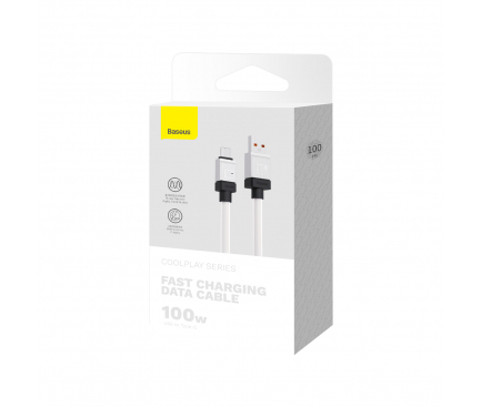 Cablu Date si Incarcare USB-A - USB-C Baseus CoolPlay, 100W, 1m, Alb CAKW000602