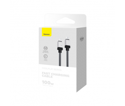 Cablu Date si Incarcare USB-C - USB-C Baseus CoolPlay, 100W, 1m, Negru CAKW000201