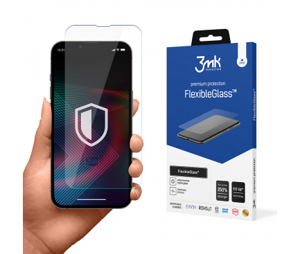 Folie de protectie Ecran 3MK FlexibleGlass pentru Apple iPhone 14 Pro / 14, Sticla Flexibila, Full Glue 