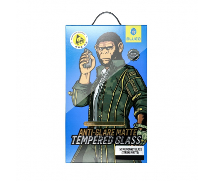 Folie de protectie Ecran Mr. Monkey Glass pentru Apple iPhone 15 Pro Max, Sticla Securizata, Full Glue, 5D, Neagra 